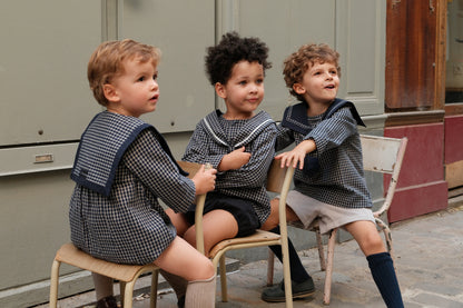 Romper ALMA - blue&ecru check [Maison Marelle](26FW)drop1 14
