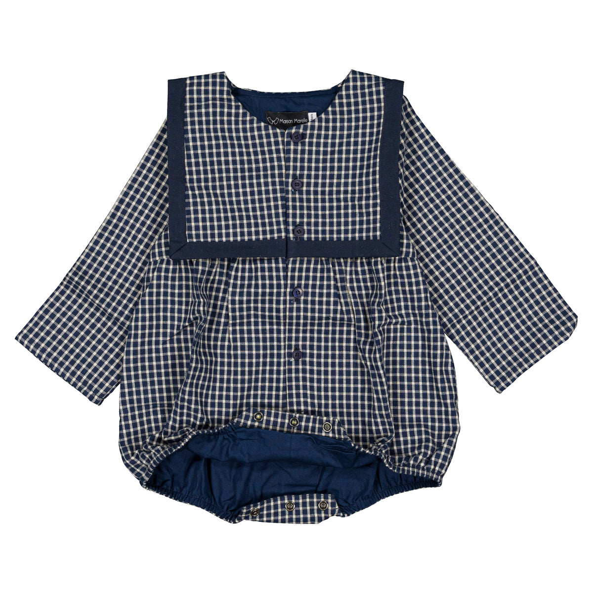 Romper ALMA - blue&ecru check [Maison Marelle](26FW)drop1 15