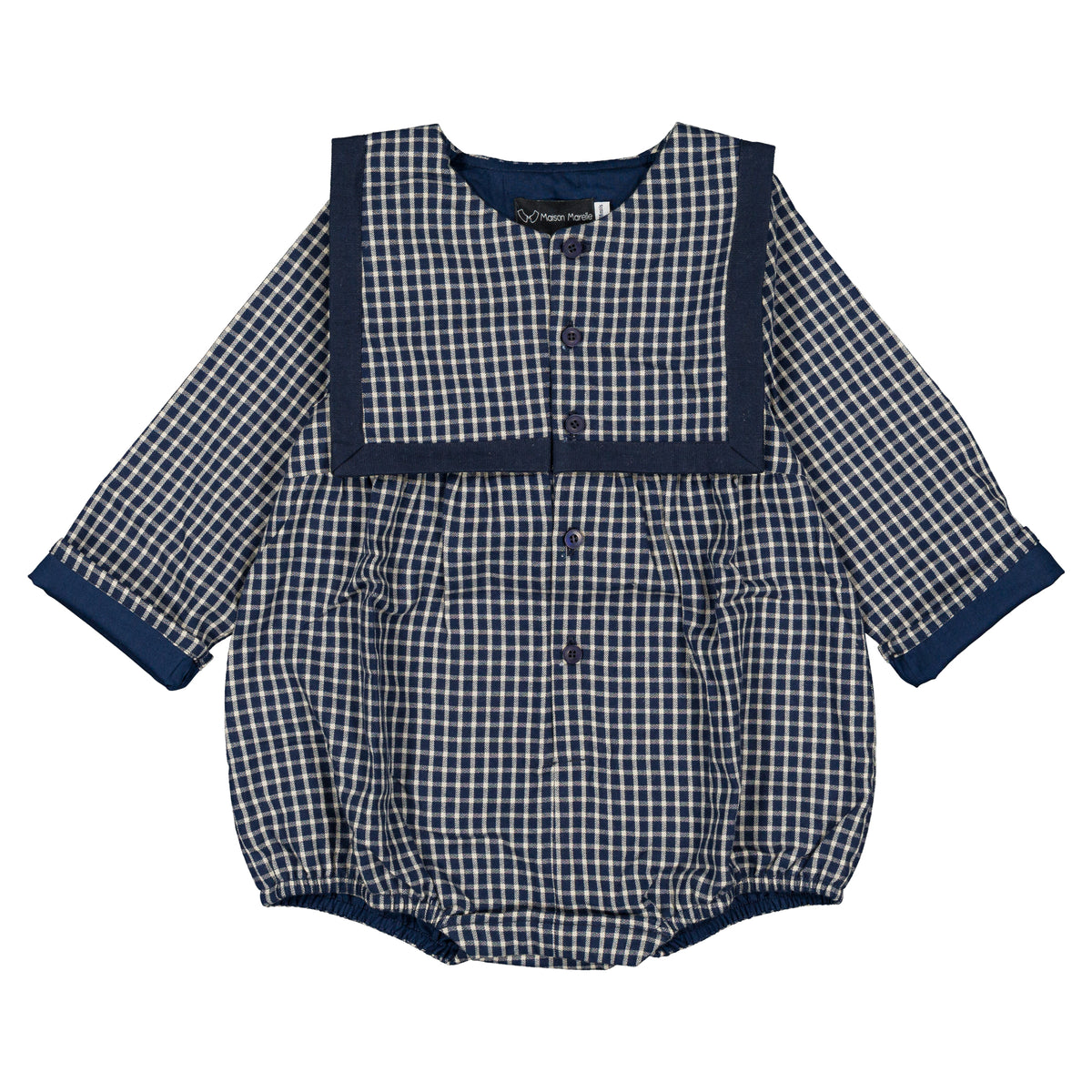 Romper ALMA - blue&ecru check [Maison Marelle](26FW)drop1 16
