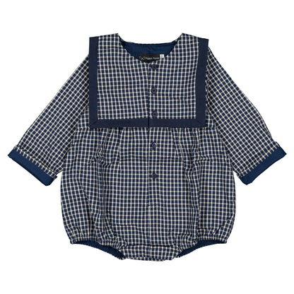 Romper ALMA - blue&ecru check [Maison Marelle](26FW)drop1 16