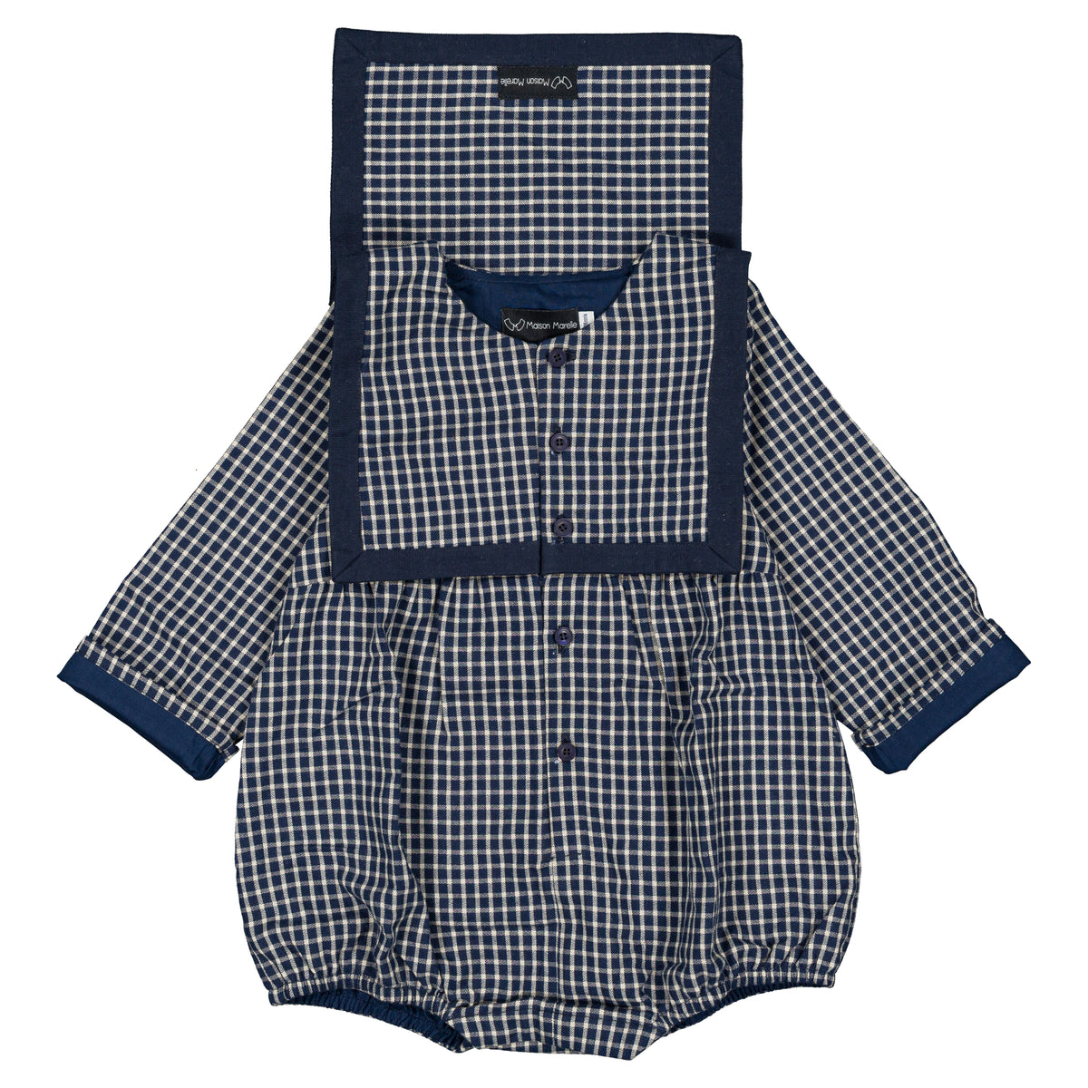 Romper ALMA - blue&ecru check [Maison Marelle](26FW)drop1 17