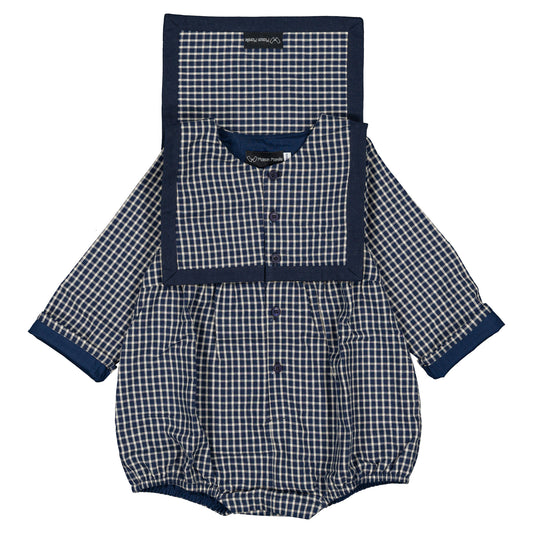 Romper ALMA - blue&ecru check [Maison Marelle](26FW)drop1 17