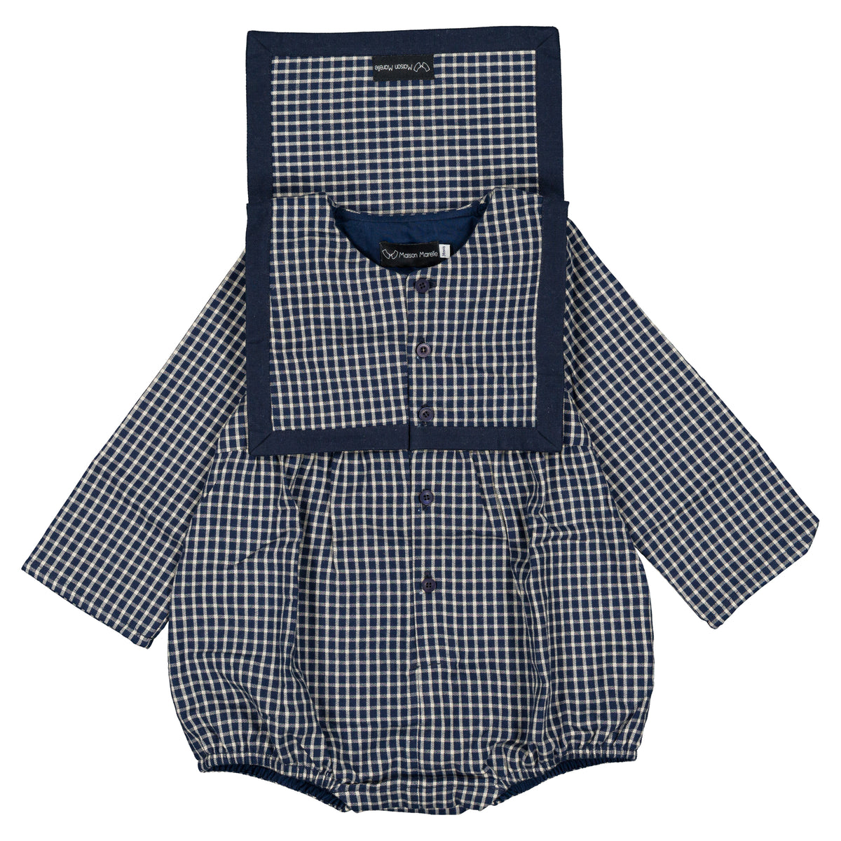 Romper ALMA - blue&ecru check [Maison Marelle](26FW)drop1 19
