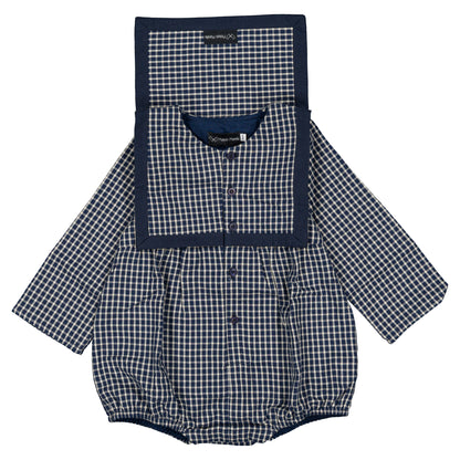 Romper ALMA - blue&ecru check [Maison Marelle](26FW)drop1 19