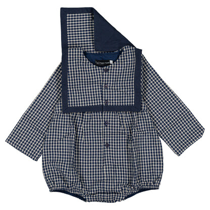 Romper ALMA - blue&ecru check [Maison Marelle](26FW)drop1 20