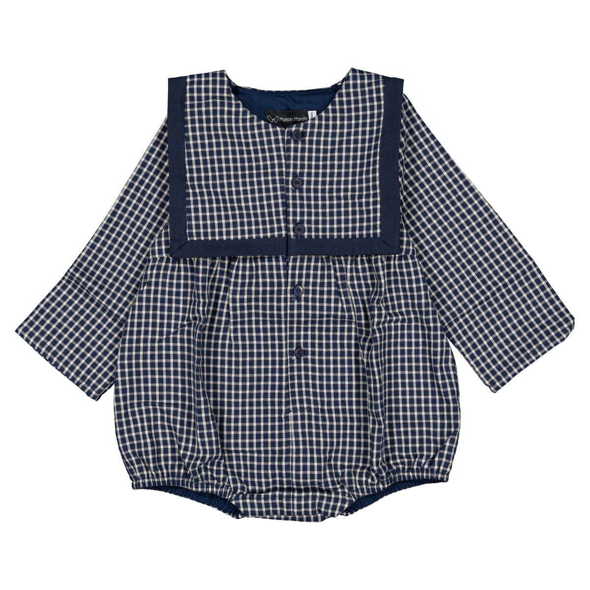 Romper ALMA - blue&ecru check [Maison Marelle](26FW)drop1 21