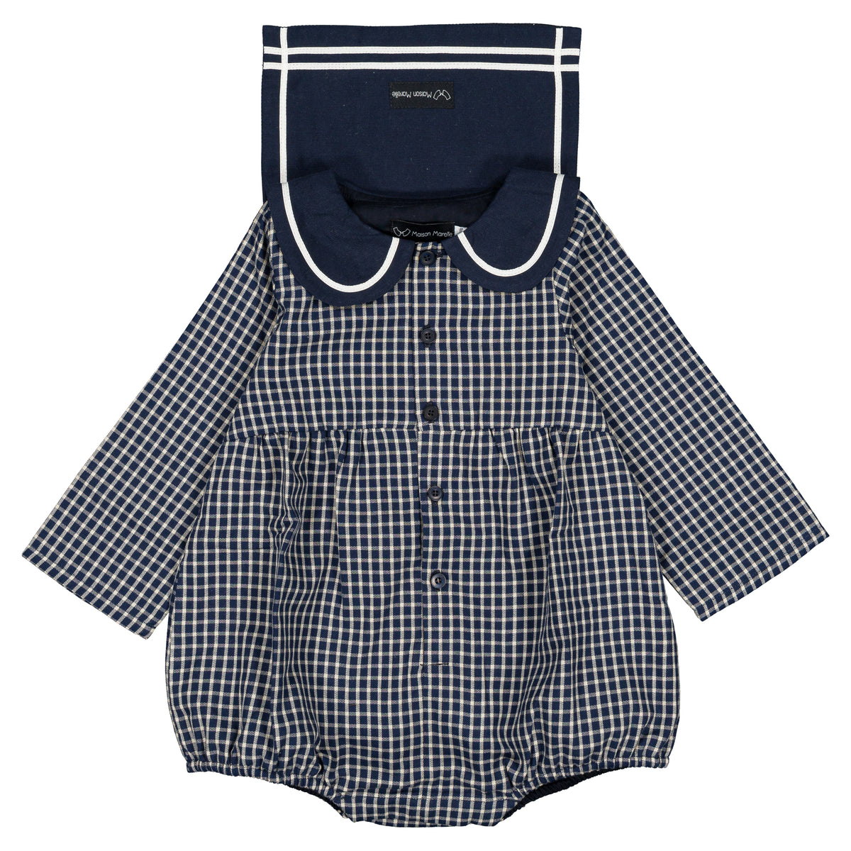 Romper BAC - blue&ecru check [Maison Marelle](26FW)drop1 5
