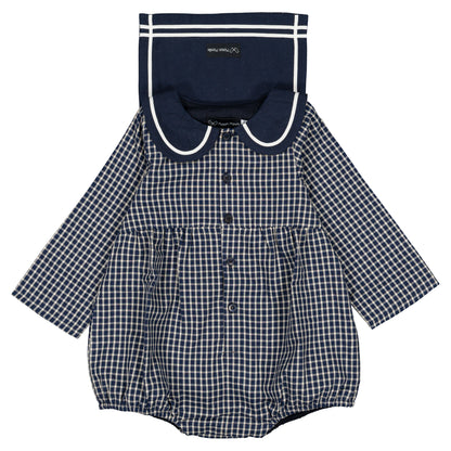 Romper BAC - blue&ecru check [Maison Marelle](26FW)drop1 5