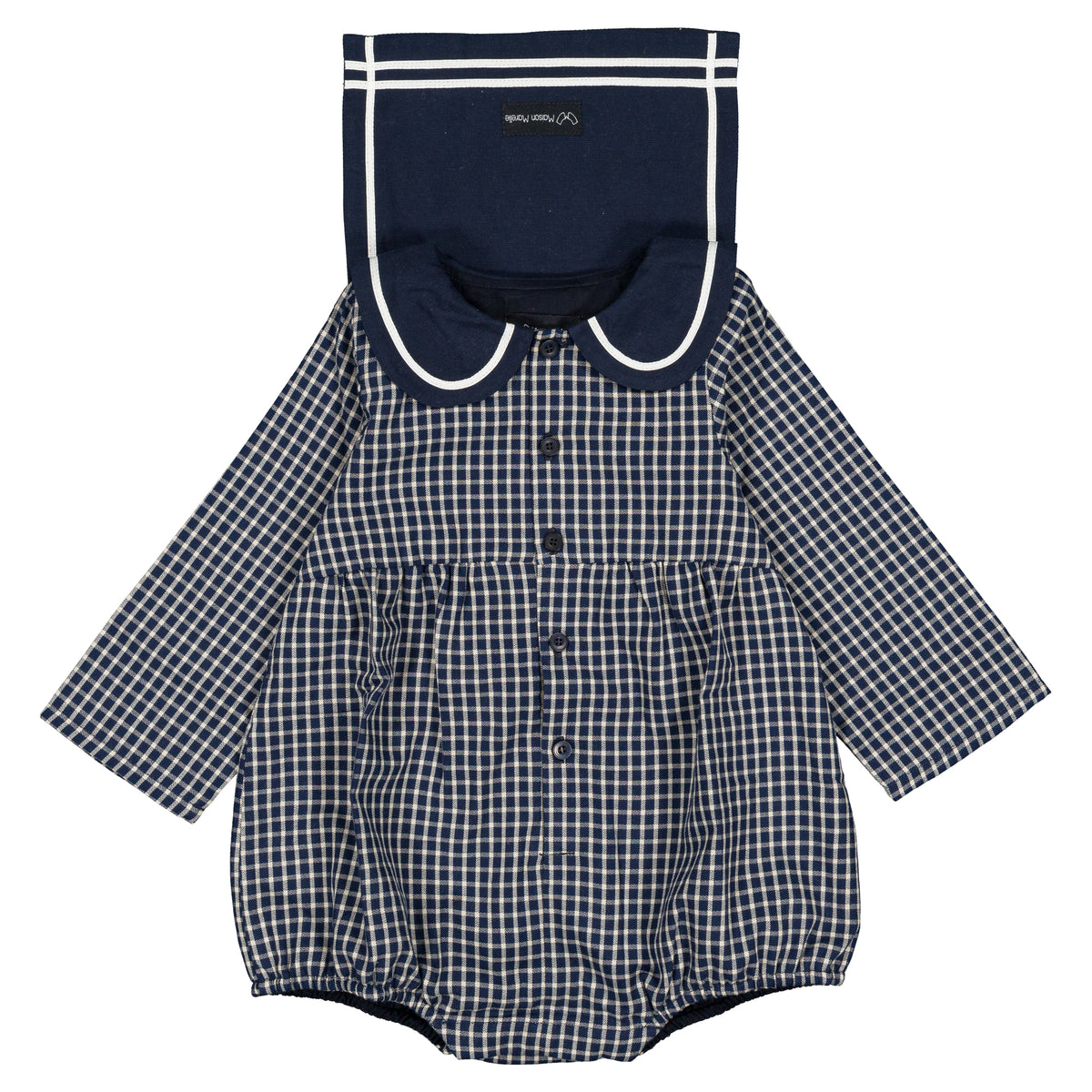 Romper BAC - blue&ecru check [Maison Marelle](26FW)drop1 6