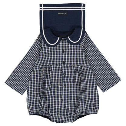 Romper BAC - blue&ecru check [Maison Marelle](26FW)drop1 6