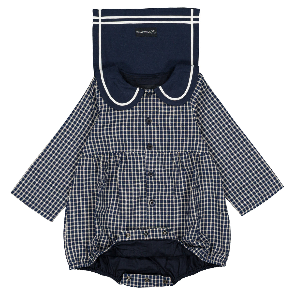 Romper BAC - blue&ecru check [Maison Marelle](26FW)drop1 7