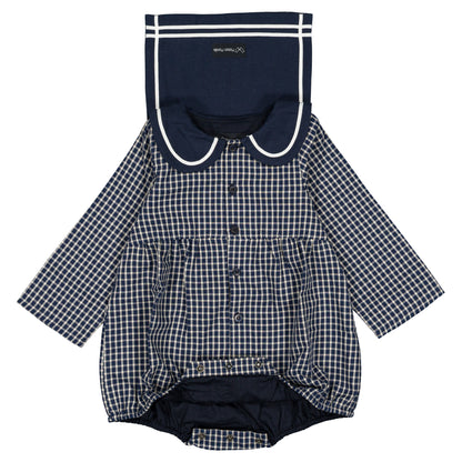 Romper BAC - blue&ecru check [Maison Marelle](26FW)drop1 7