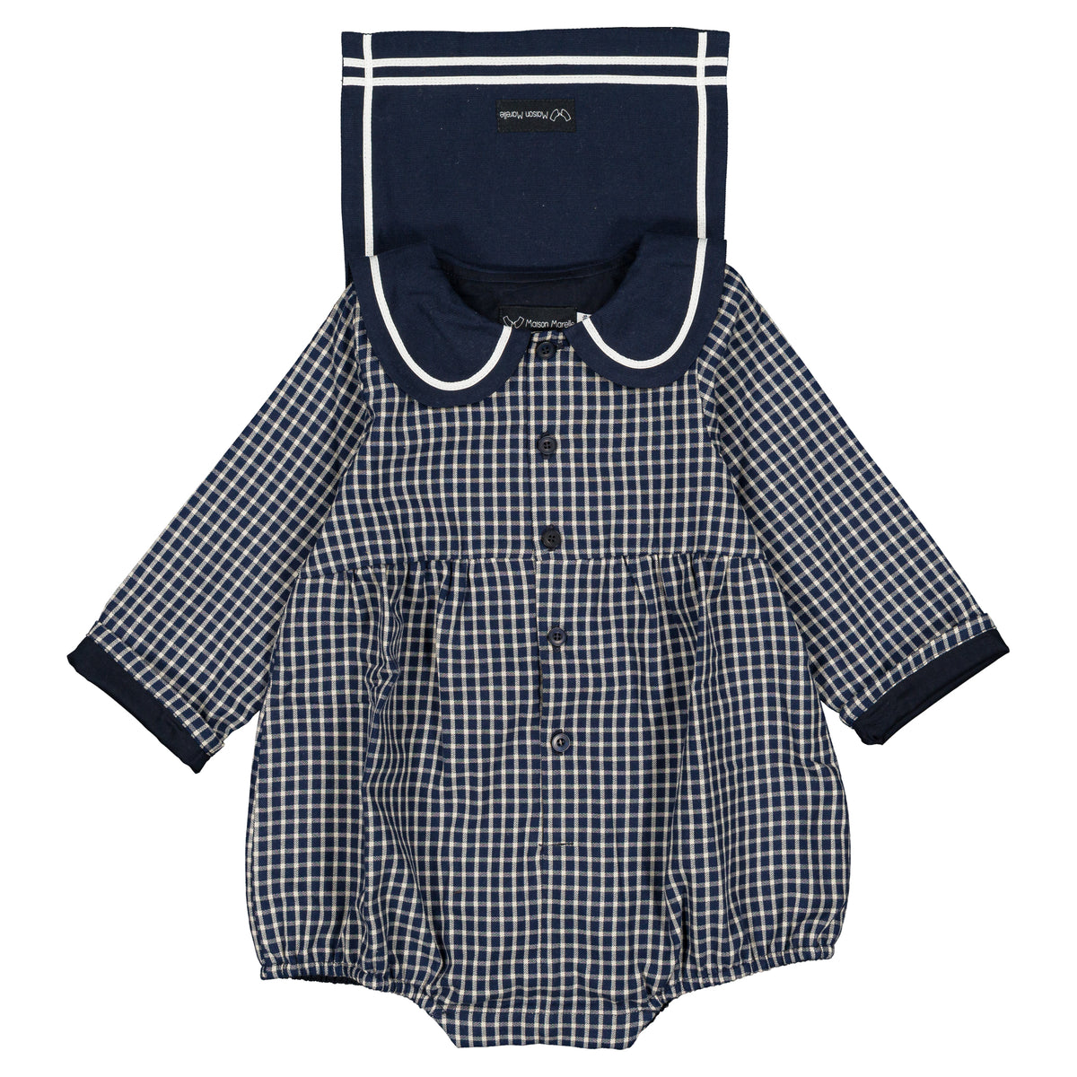 Romper BAC - blue&ecru check [Maison Marelle](26FW)drop1 8