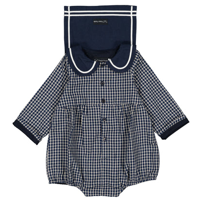 Romper BAC - blue&ecru check [Maison Marelle](26FW)drop1 8