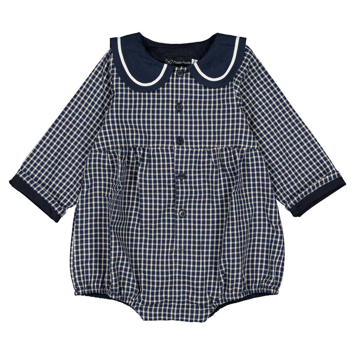 Romper BAC - blue&ecru check [Maison Marelle](26FW)drop1 9