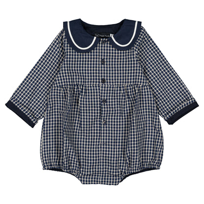 Romper BAC - blue&ecru check [Maison Marelle](26FW)drop1 9