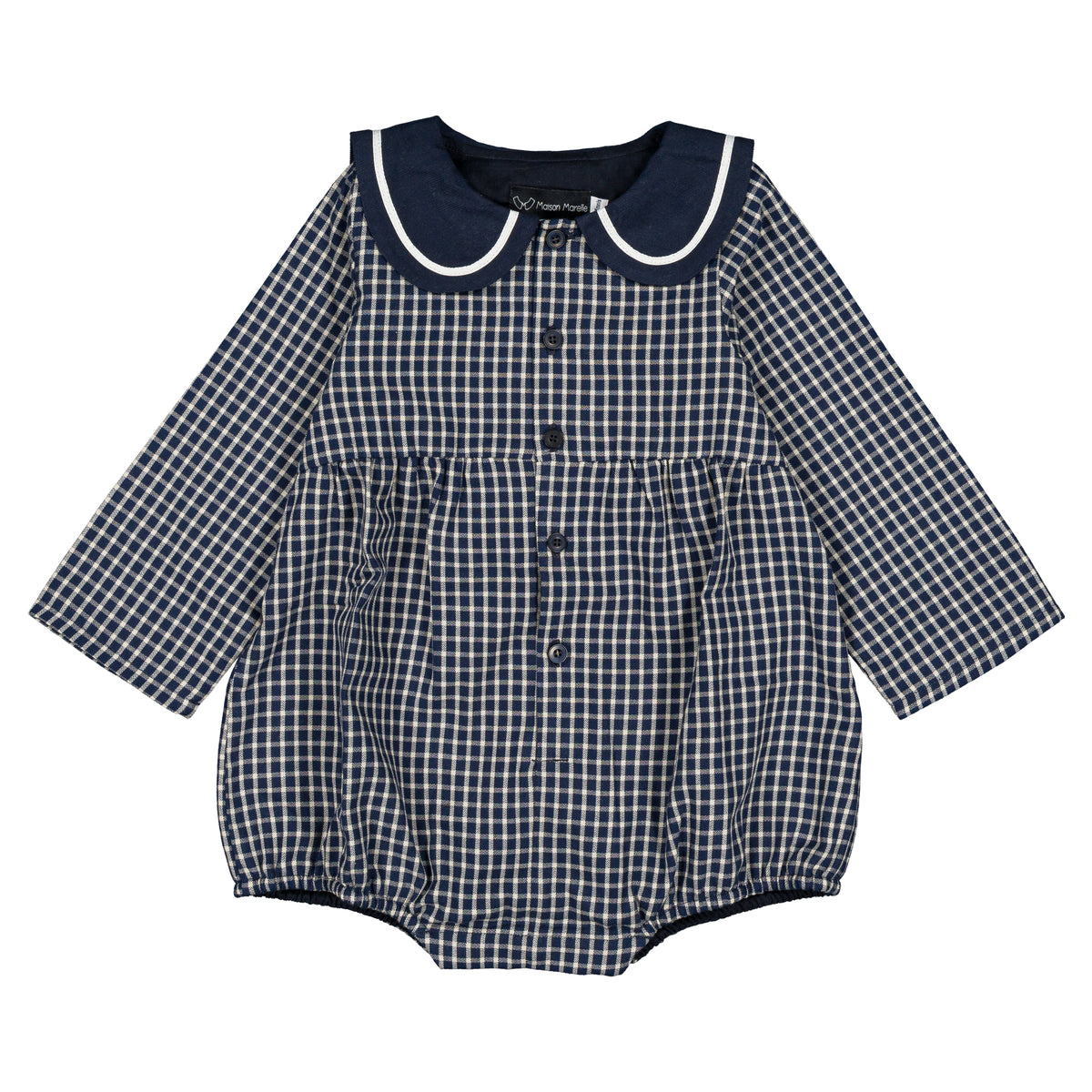 Romper BAC - blue&ecru check [Maison Marelle](26FW)drop1 10
