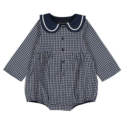 Romper BAC - blue&ecru check [Maison Marelle](26FW)drop1 10