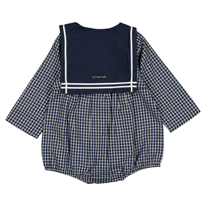 Romper BAC - blue&ecru check [Maison Marelle](26FW)drop1 11