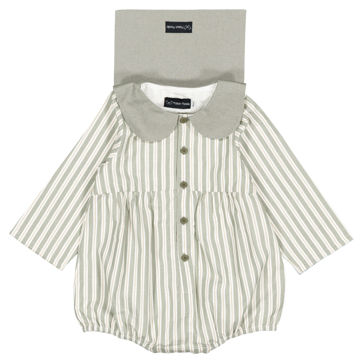 Romper BAC - sauge stripes [Maison Marelle](26FW)drop1 2