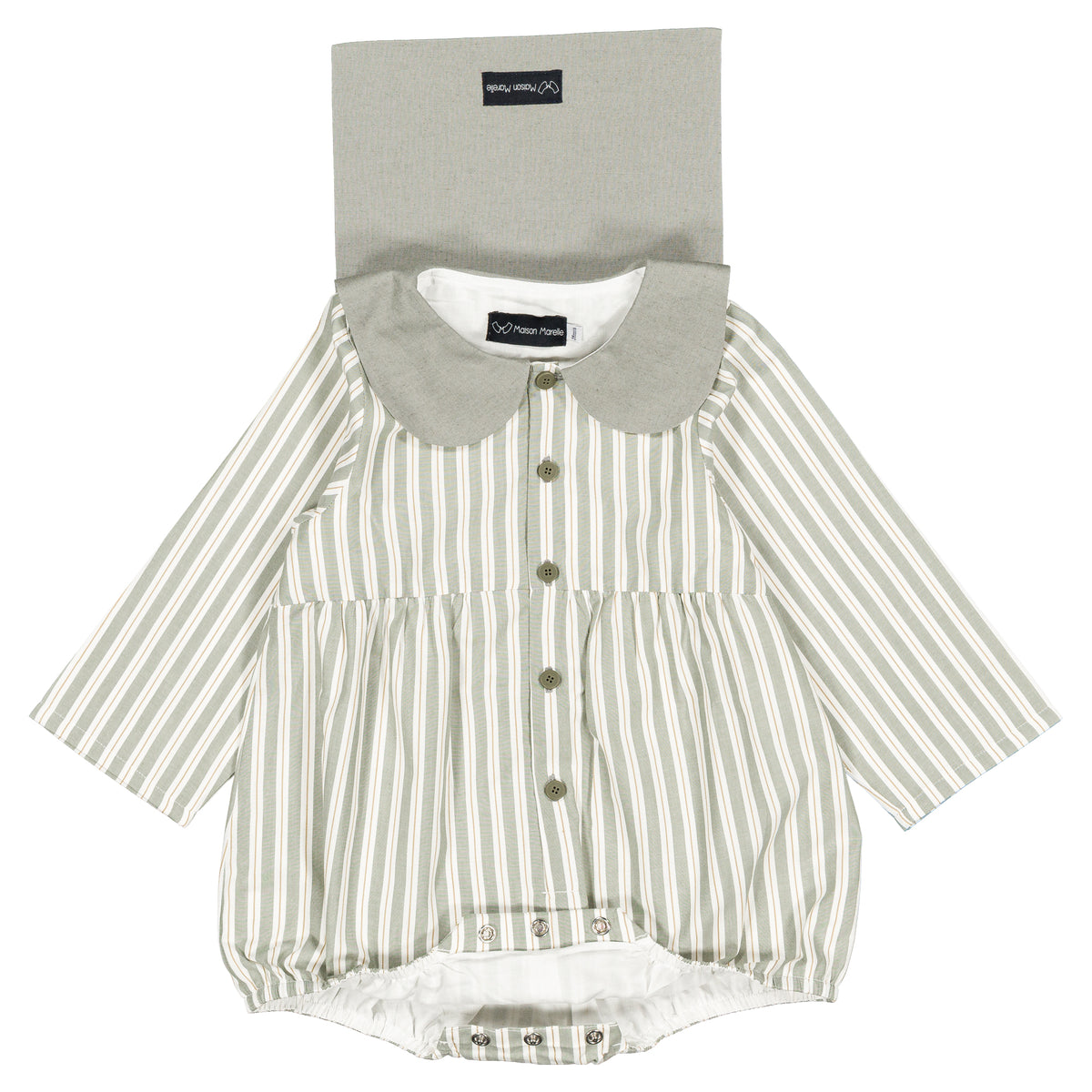Romper BAC - sauge stripes [Maison Marelle](26FW)drop1 3