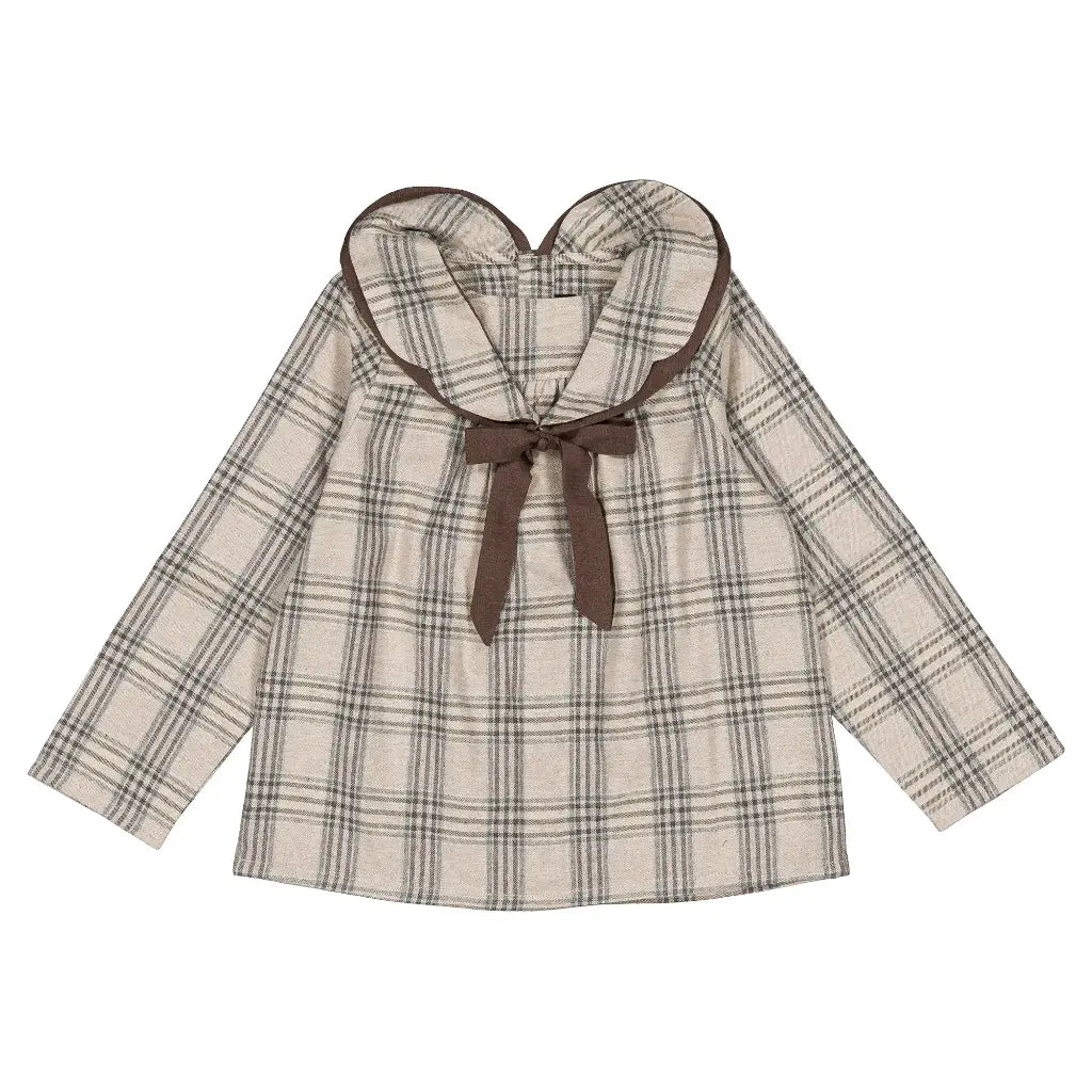Blouse BERRI - beige tartan [Maison Marelle](26FW)drop1 1