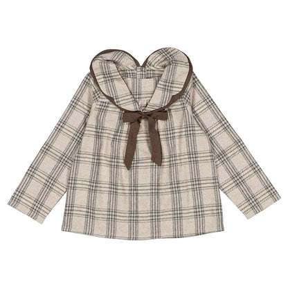 Blouse BERRI - beige tartan [Maison Marelle](26FW)drop1 1