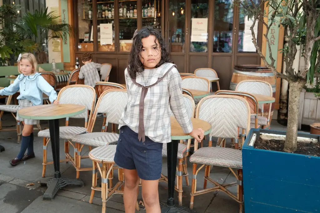 Blouse BERRI - beige tartan [Maison Marelle](26FW)drop1 11