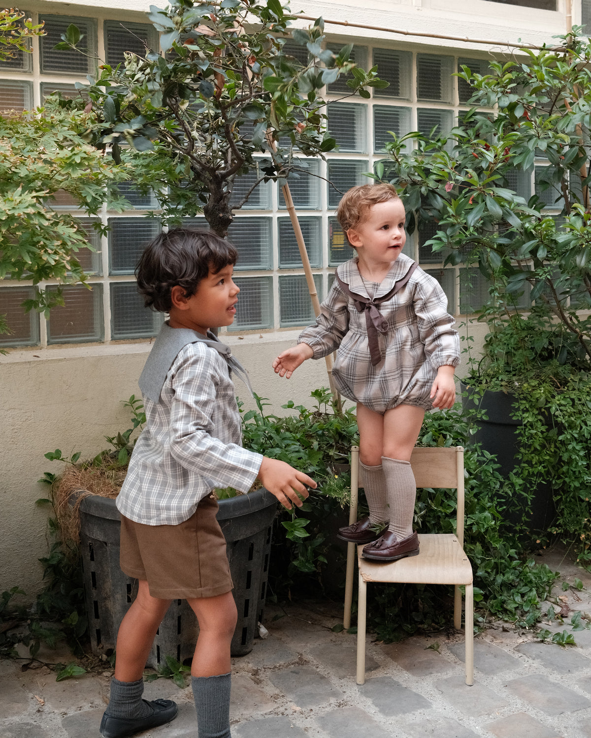 Romper CADET - beige tartan [Maison Marelle](26FW)drop1 7