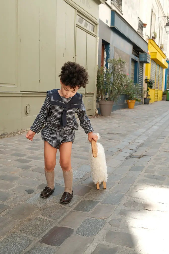 Bloomer CHAILLOT - blue&ecru check [Maison Marelle](26FW)drop1 3
