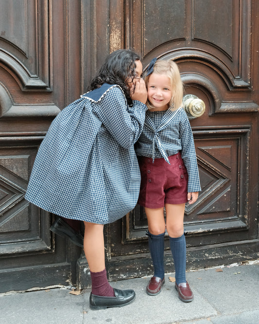 Blouse CHAPTAL - blue&ecru check [Maison Marelle](26FW)drop1 1