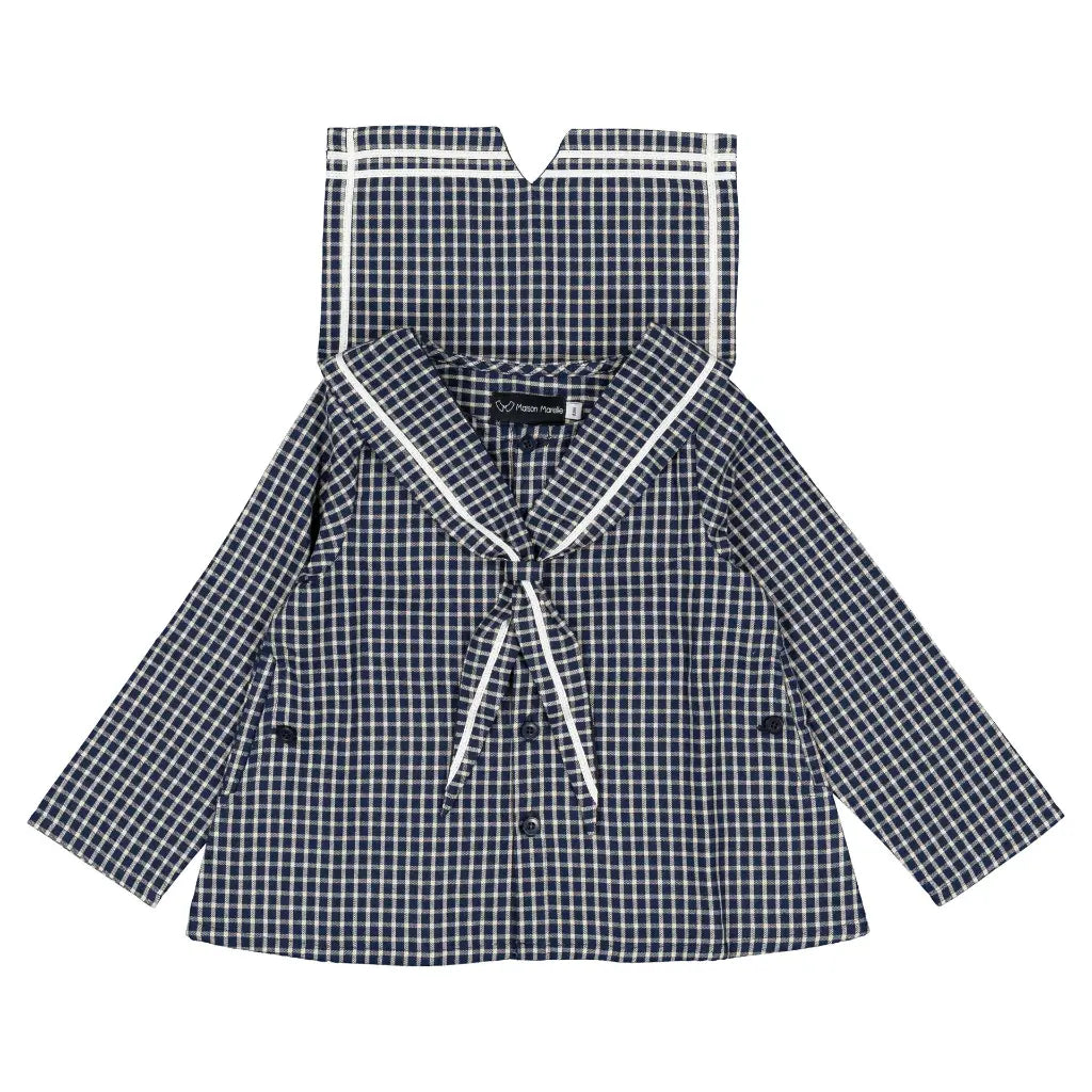 Blouse CHAPTAL - blue&ecru check [Maison Marelle](26FW)drop1 2