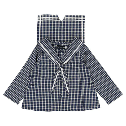 Blouse CHAPTAL - blue&ecru check [Maison Marelle](26FW)drop1 2