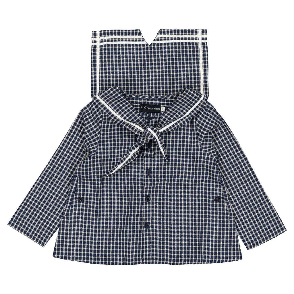 Blouse CHAPTAL - blue&ecru check [Maison Marelle](26FW)drop1 3