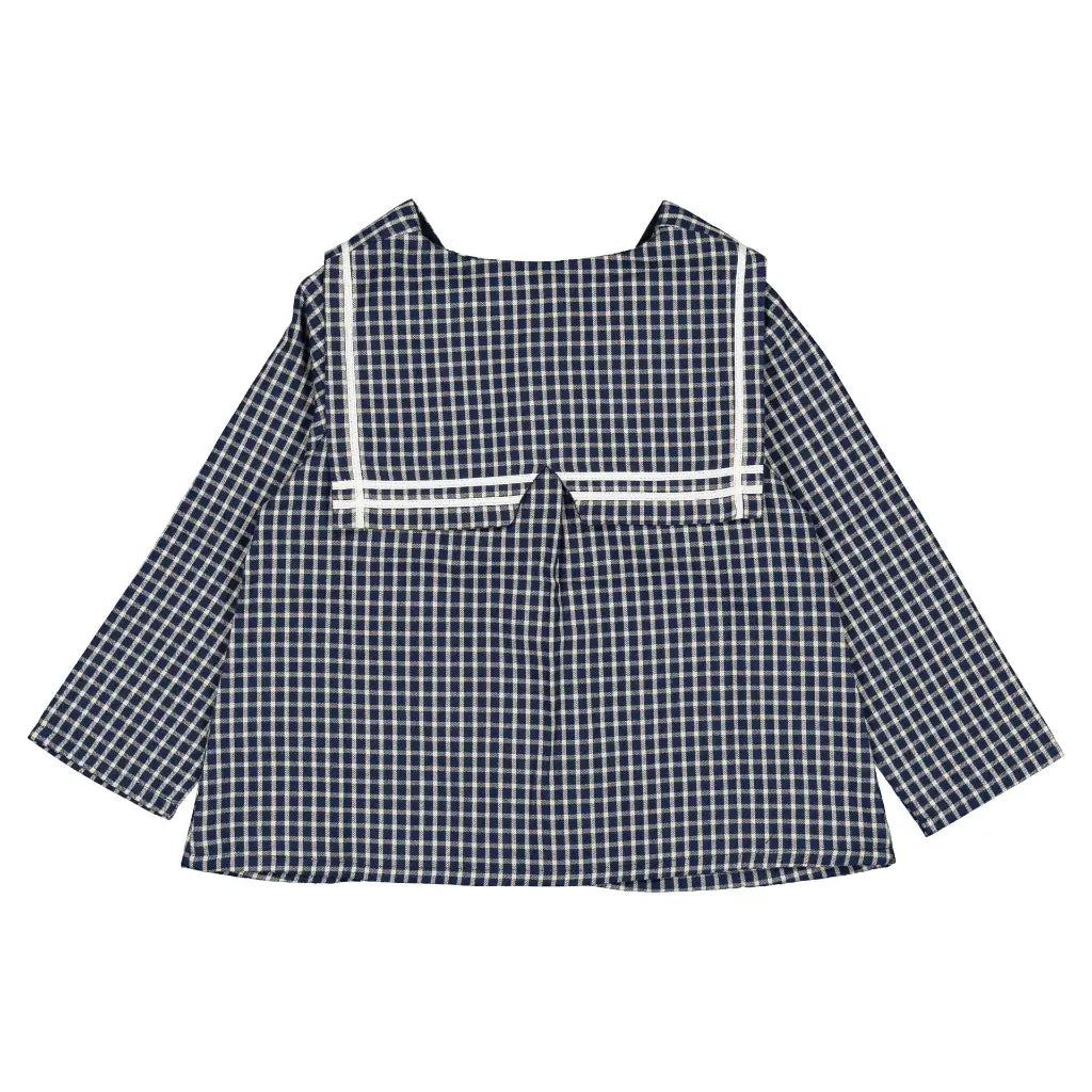 Blouse CHAPTAL - blue&ecru check [Maison Marelle](26FW)drop1 4