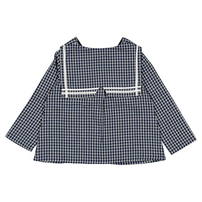 Blouse CHAPTAL - blue&ecru check [Maison Marelle](26FW)drop1 4