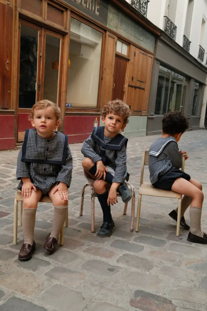 Blouse CHAPTAL - blue&ecru check [Maison Marelle](26FW)drop1 7