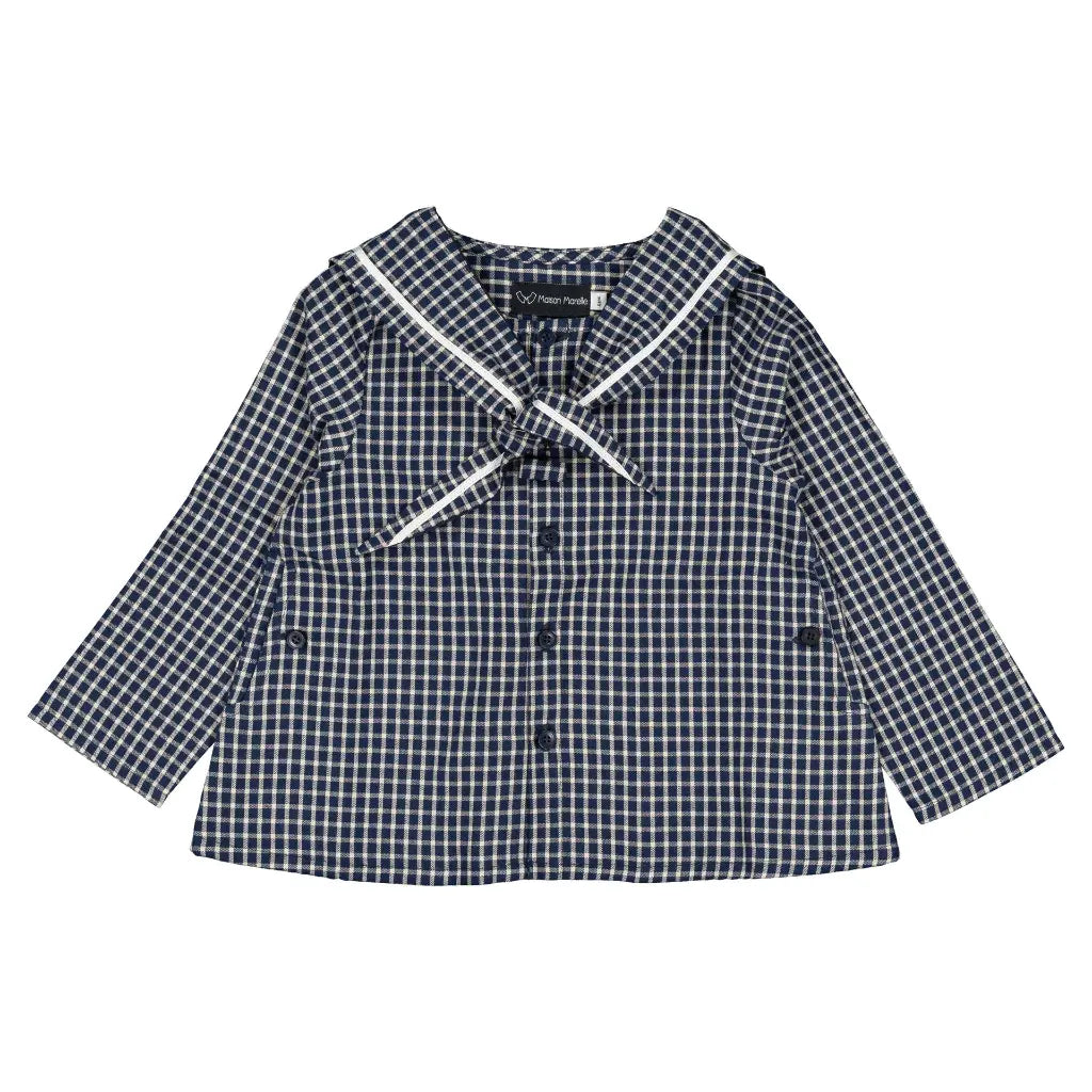 Blouse CHAPTAL - blue&ecru check [Maison Marelle](26FW)drop1 8