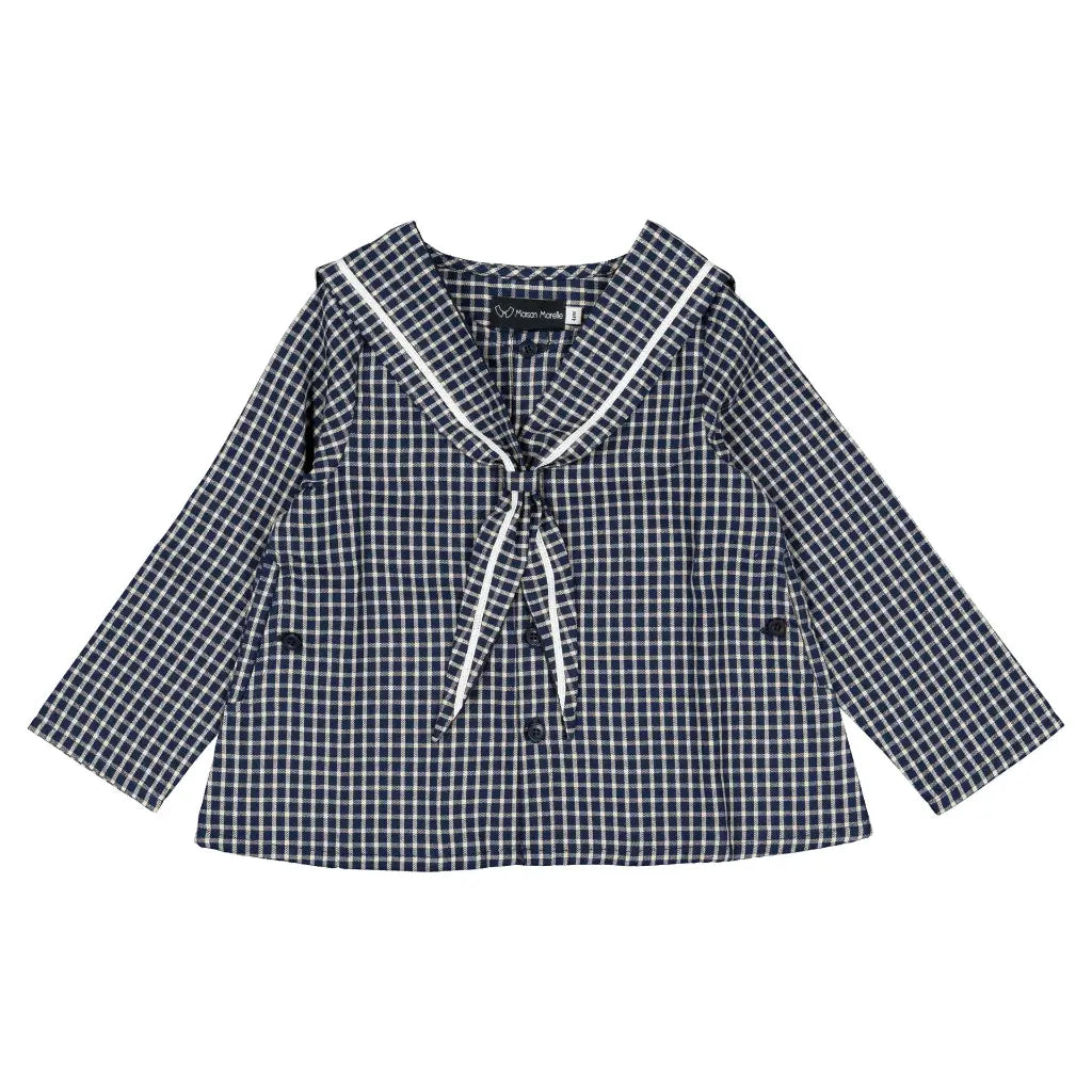Blouse CHAPTAL - blue&ecru check [Maison Marelle](26FW)drop1 9