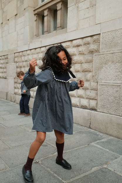 Dress ELIE - blue&ecru check [Maison Marelle](26FW)drop1 4