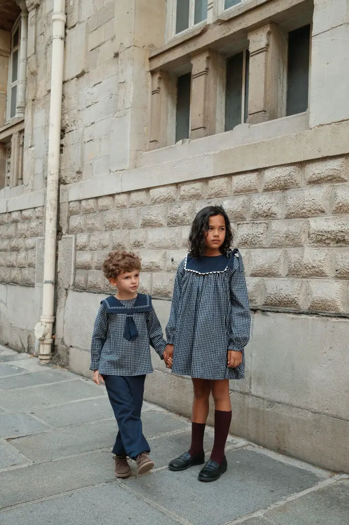Dress ELIE - blue&ecru check [Maison Marelle](26FW)drop1 5