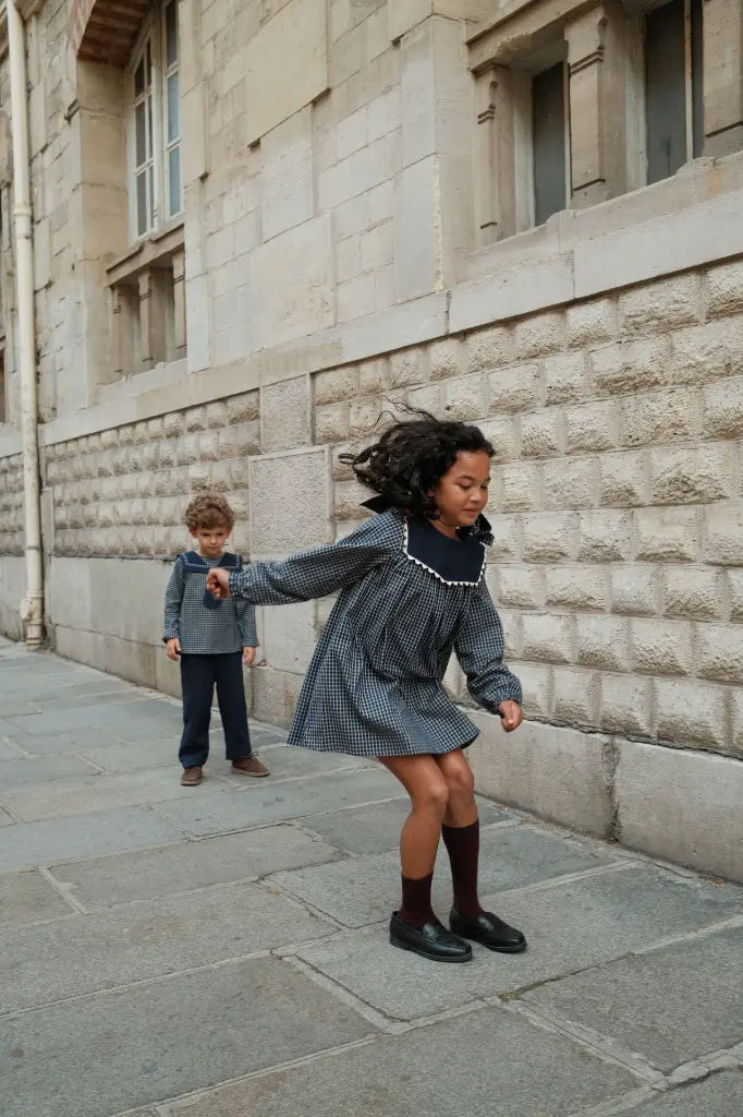 Dress ELIE - blue&ecru check [Maison Marelle](26FW)drop1 12