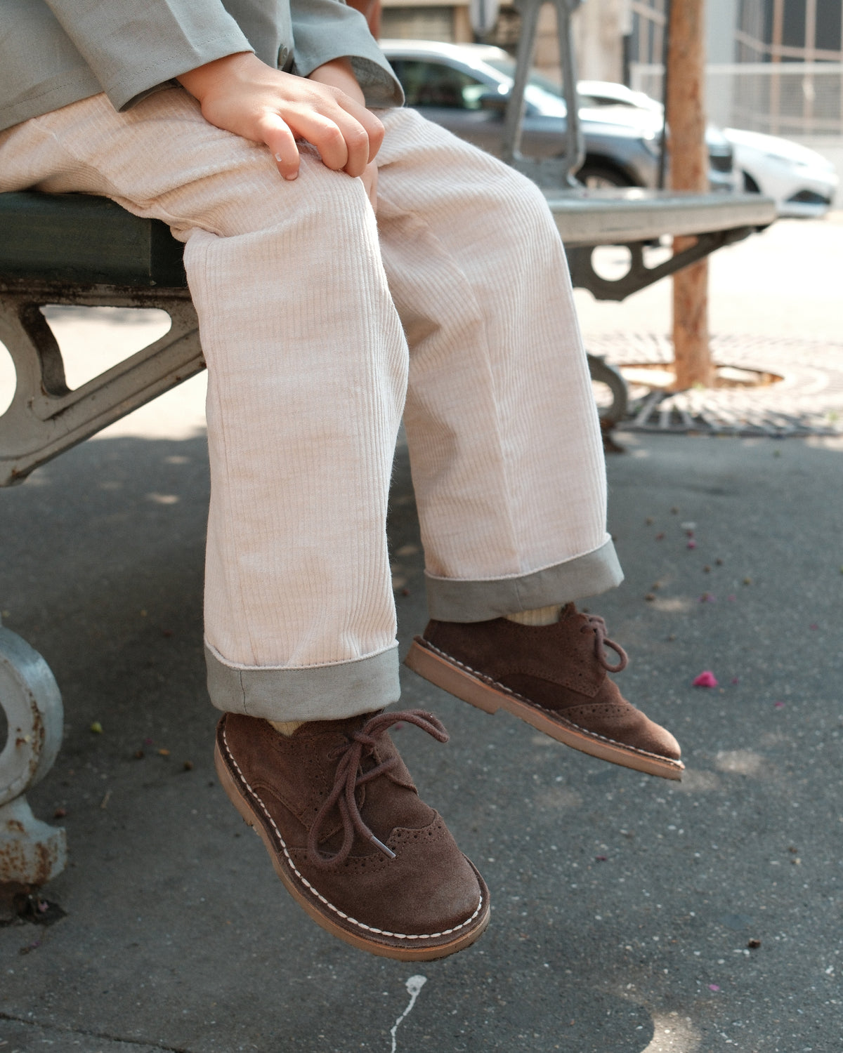 Pants LEBON - velvet beige / sauge linen [Maison Marelle](26FW)drop1 14