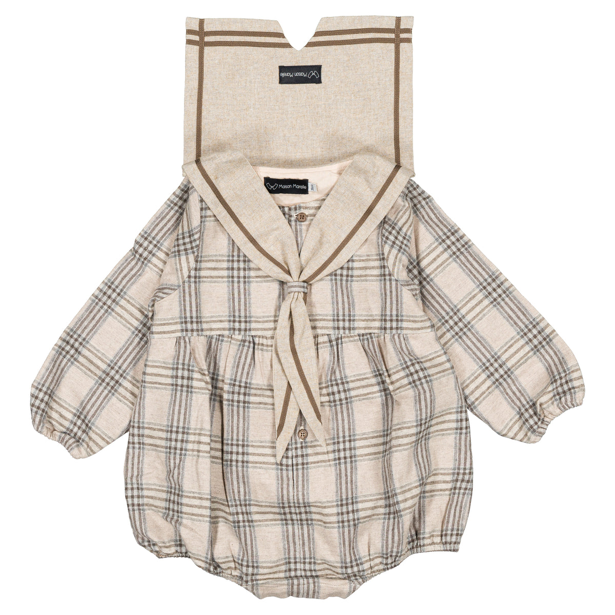 Romper MAZET - beige tartan [Maison Marelle](26FW)drop1 4
