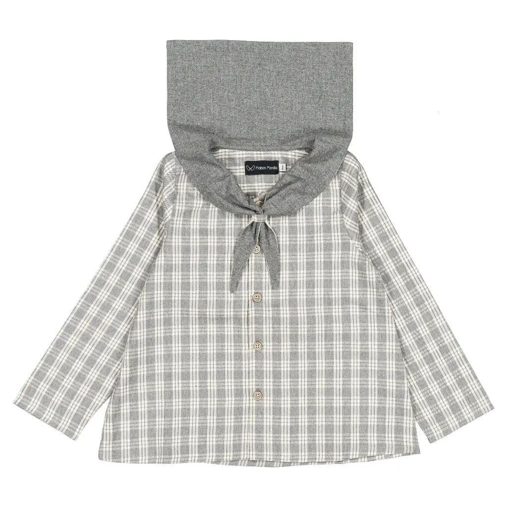 Blouse MONGE - grey tartan [Maison Marelle](26FW)drop1 1