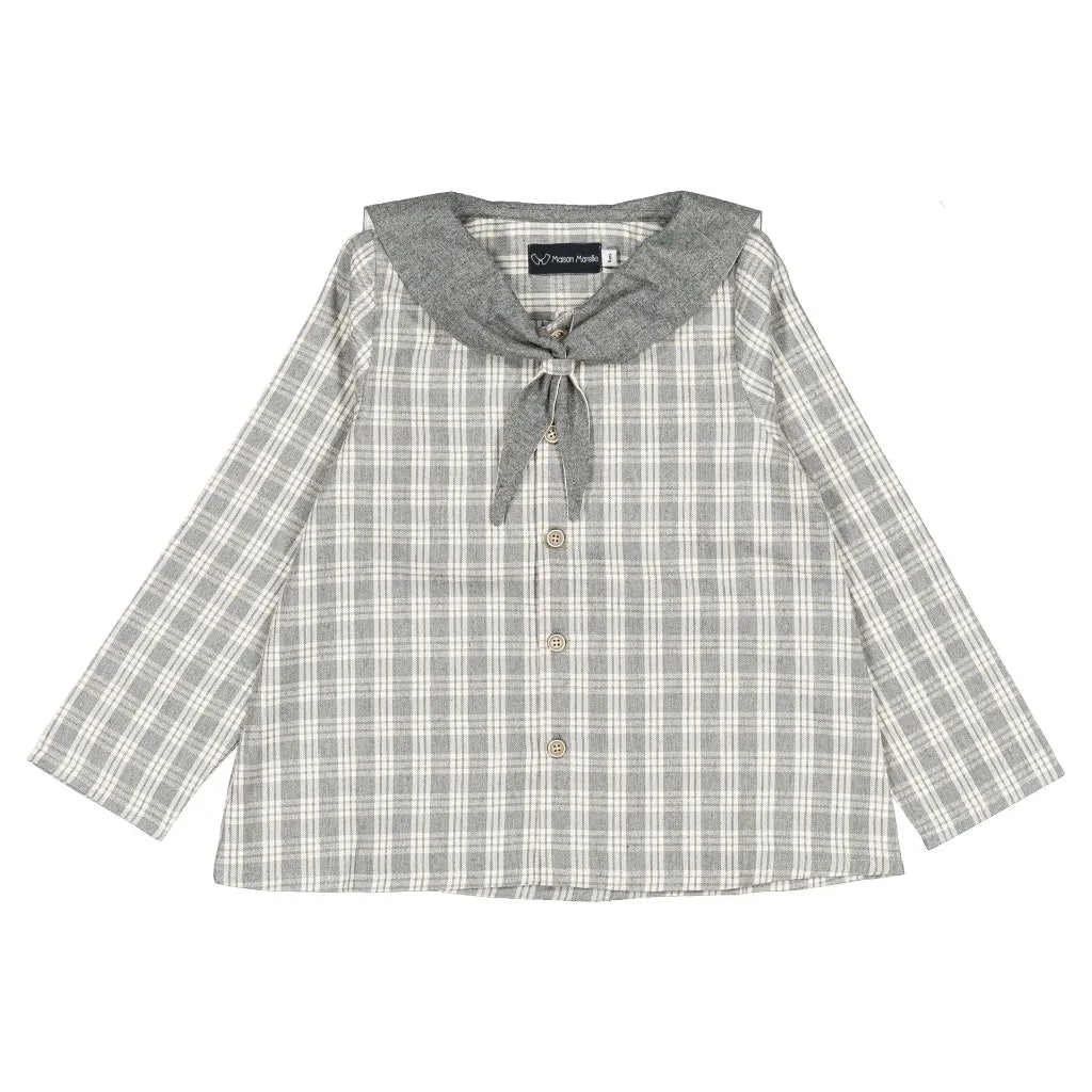 Blouse MONGE - grey tartan [Maison Marelle](26FW)drop1 7