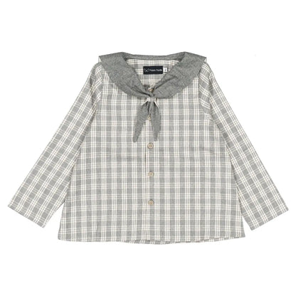 Blouse MONGE - grey tartan [Maison Marelle](26FW)drop1 7