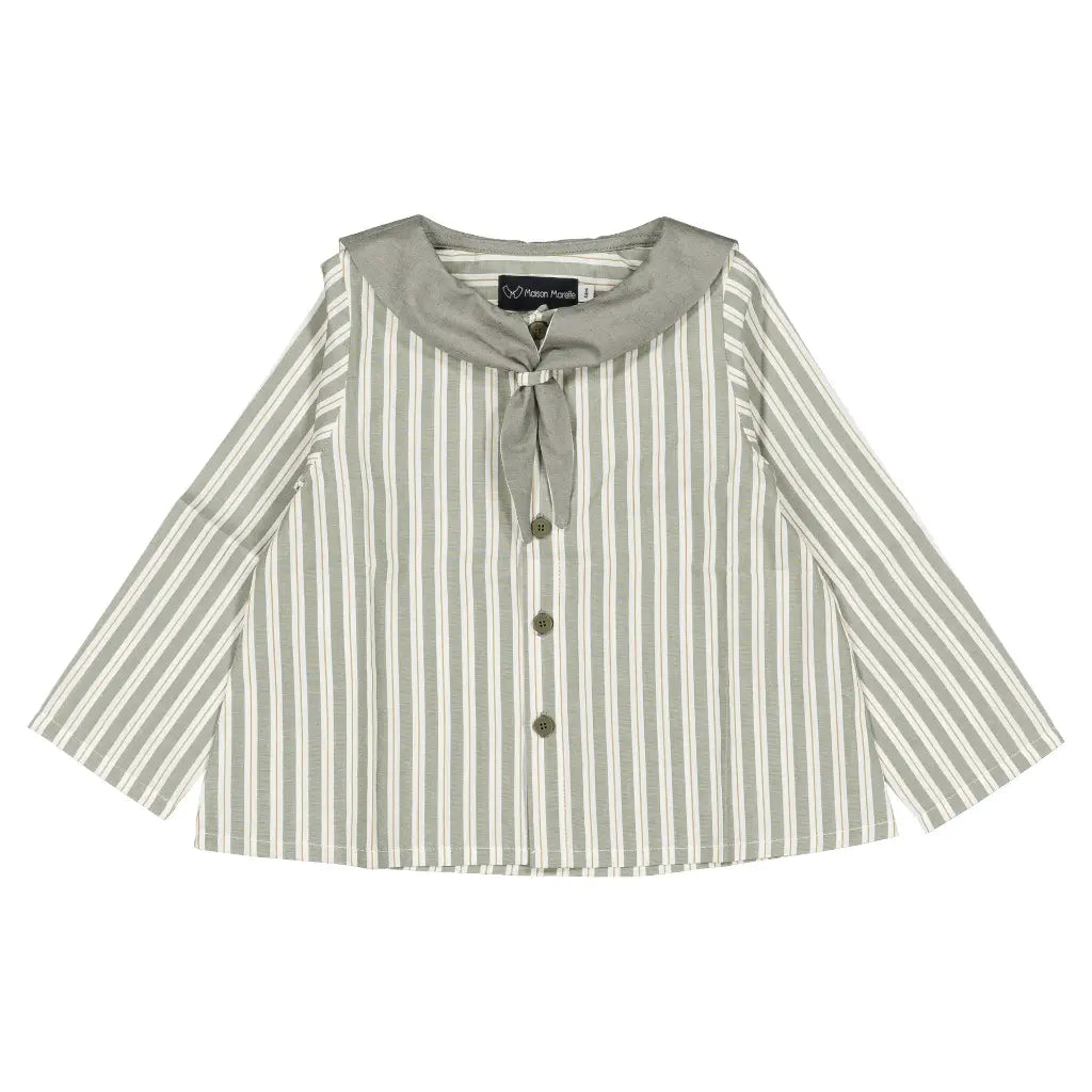 Blouse MONGE - sauge stripes [Maison Marelle](26FW)drop1 7