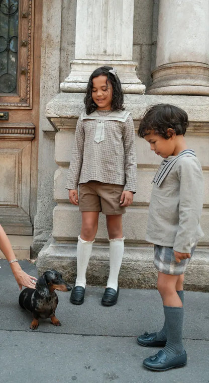 Short SEVRES - brown&beige tartan [Maison Marelle](26FW)drop1 6