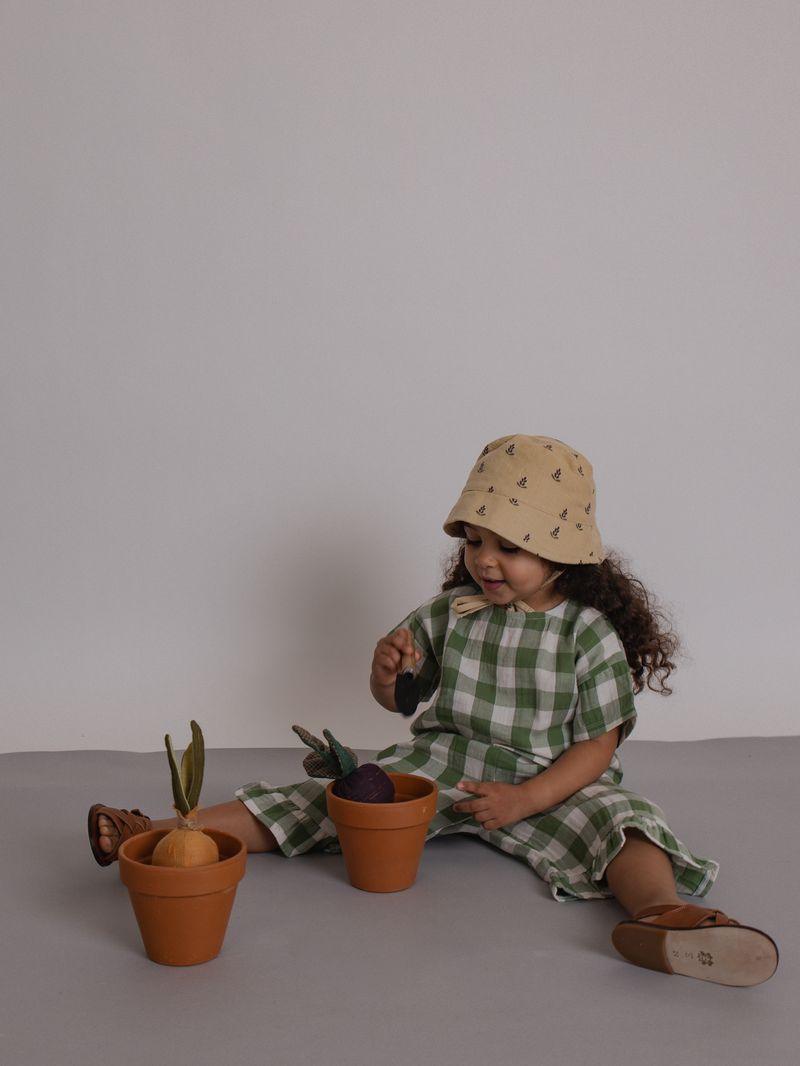 Dill Gingham Boxy T-Shirt [organic zoo] (26SS)